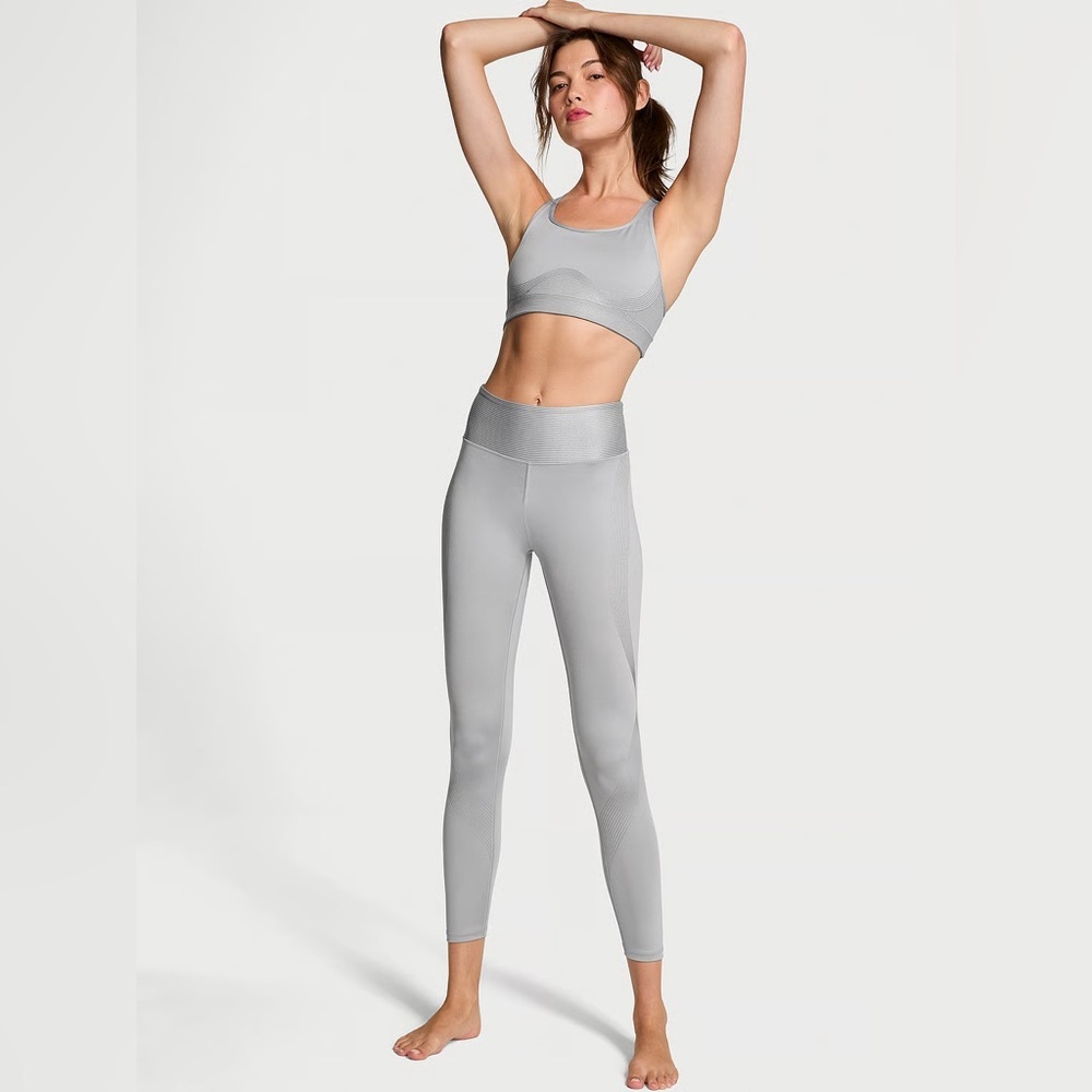 Victoria's Secret VSX Essential Shine Silver Sports Bra & Pocket Leggings M/L